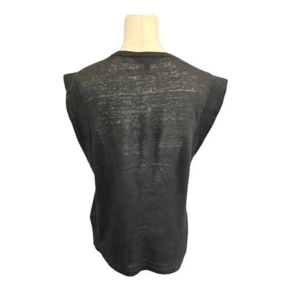 ✨ EUC BANANA REPUBLIC Black Linen Sharp Shoulder Tee | Sz S - Picture 4 of 8